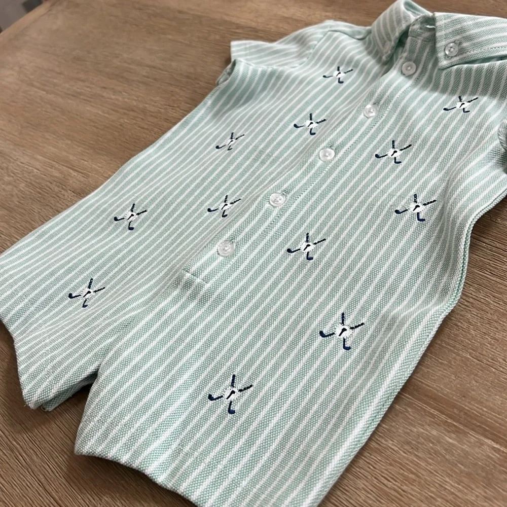 Little Me Baby Boy Golf Green Polo Romper 3 months